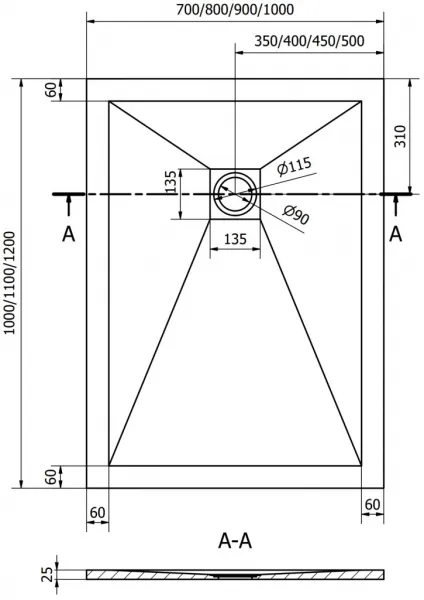 MEXEN - Stone+ sprchová vanička obdĺžniková 100x70, antracit 44717010