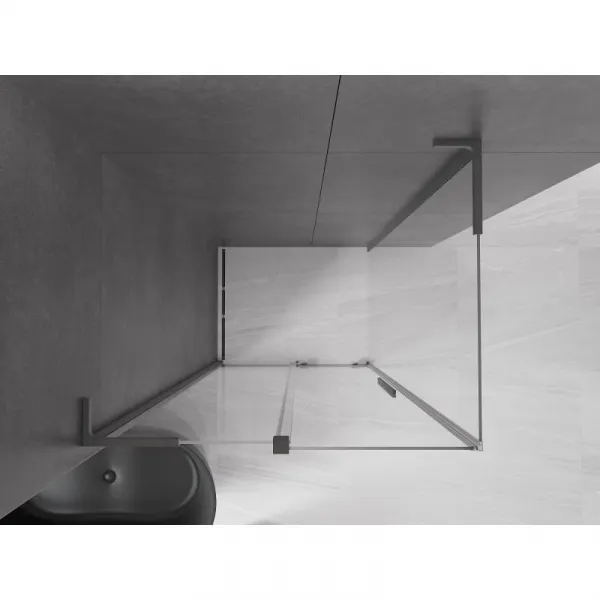 MEXEN/S - Velar L sprchovací kút, posuvné dvere 100 x 80, transparent, grafit metal 871-100-080-03-95