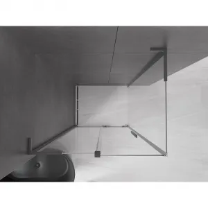 MEXEN/S - Velar L sprchovací kút, posuvné dvere 100 x 80, transparent, grafit metal 871-100-080-03-95
