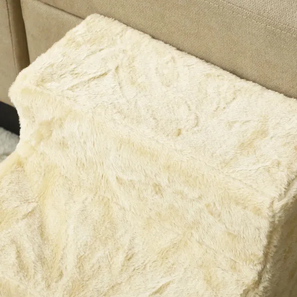 PawHut Schůdky pro psy s plyšovým potahem, třístupňové, béžové