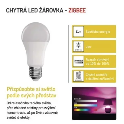 EMOS Inteligentná žiarovka GoSmart LED E27 14W 230V ZigBee RGB stmievateľná