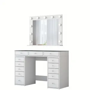 Kalune Design Toaletní stolek Melissa 04 s LED zrcadlem bílý/čirý