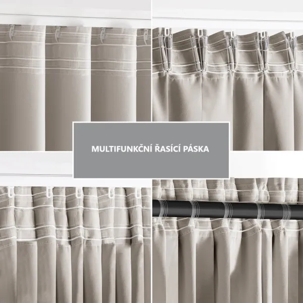 Záves AmeliaHome Blackout s multifunkčnou páskou svetlobéžový, veľkosť 140x270