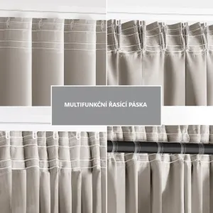 Záves AmeliaHome Blackout s multifunkčnou páskou svetlobéžový, veľkosť 140x270