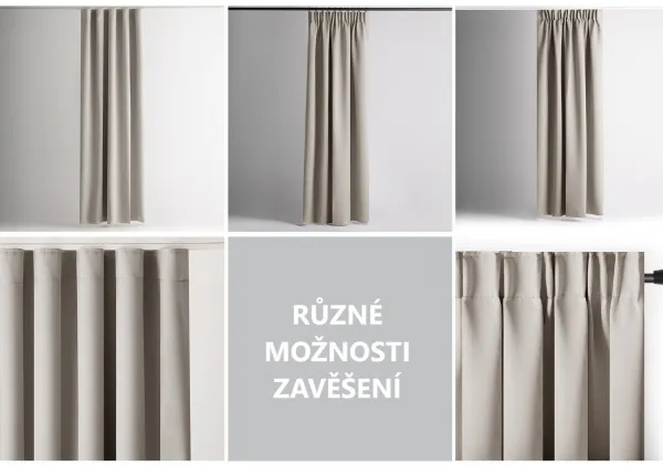 Záves AmeliaHome Blackout s multifunkčnou páskou svetlobéžový, veľkosť 140x270
