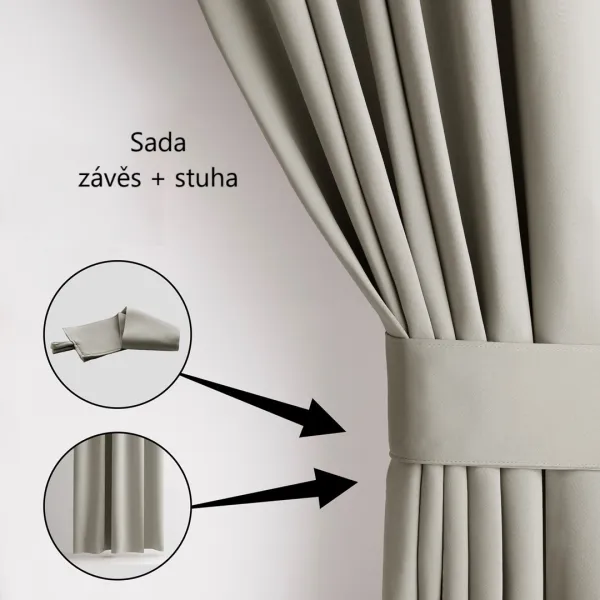 Záves AmeliaHome Blackout s priechodkami svetlobéžový, veľkosť 140x245