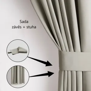 Záves AmeliaHome Blackout s priechodkami svetlobéžový, veľkosť 140x245