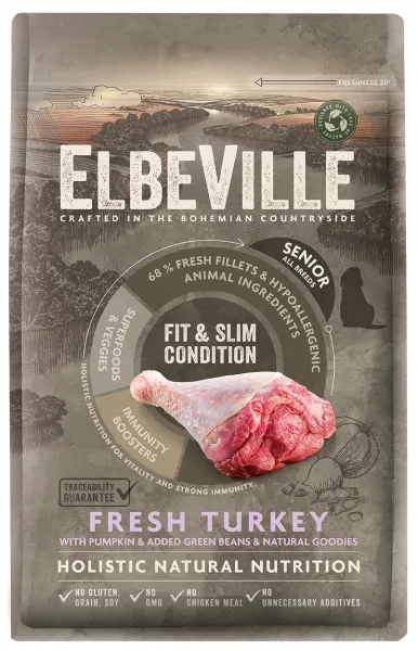 ELBEVILLE granuly Senior All Breeds Fresh Turkey Fit and Slim Condition 4kg