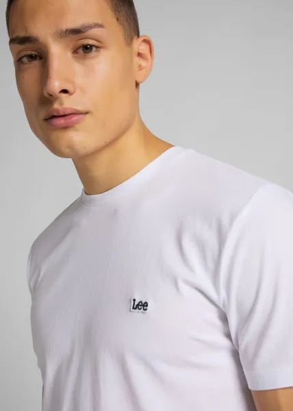 LEE Pánske tričko  L60UFQ12 SS PATCH LOGO TEE WHITE Veľkosť: M