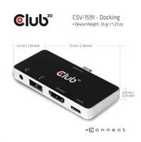 Club3D hub pro mobilní telefony USB Type C 4-in-1 Hub to HDMI™ 4K60Hz USB Type C PD / USB Type A / Audio jack
