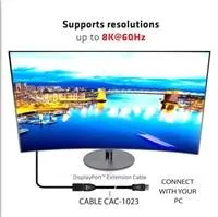 Club3D Predlžovací kábel DisplayPort 1.4 8K 60Hz DSC 1.2 HBR3 HDR obojsmerný (M/F), 3m