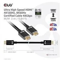 Club3D Kabel Ultra Rychlý HDMI™ Certifikovaný, 4K 120Hz, 8K60Hz, 48Gbps M/M, 3m, 28 AWG