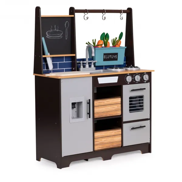 Dětská kuchyňka LOLY ECOTOYS s doplňky šedá