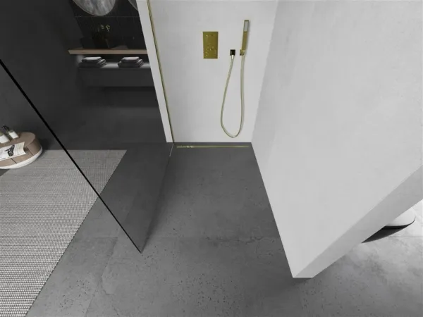 MEXEN/S - Kioto Sprchová zástena WALK-IN 65 x 200, transparent 8 mm, zlatá 800-065-101-50-00