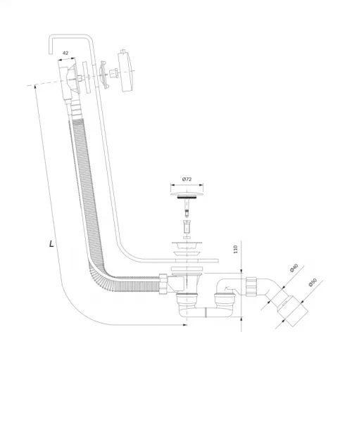 OMNIRES - CGS Sifón vaňový automat komplet biela lesk /BP/ TK104-PLUS-3.35+64-SBP