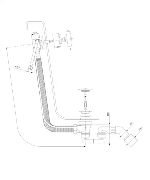 OMNIRES - CGS Sifón vaňový automat komplet s napúšťaním chróm /CR/ TK122-PLUS-3.01+64-SCR