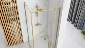 REA/S - Sprchová kabína Rapid Swing Brush Gold Dvere: 100 x Sprchová zástena: 80 KPL-02503