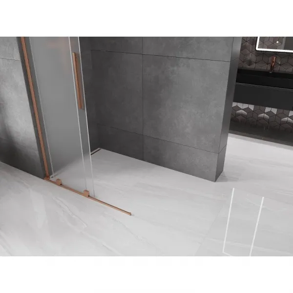 MEXEN/S - Velar L Sprchová zástena posuvná Walk-in 100 x 200, dekor 8 mm, meď kartáčovaná 871-100-003-33-65
