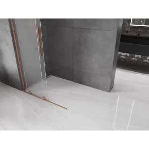 MEXEN/S - Velar L Sprchová zástena posuvná Walk-in 100 x 200, dekor 8 mm, meď kartáčovaná 871-100-003-33-65