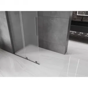 MEXEN/S - Velar L Sprchová zástena posuvná Walk-in 90 x 200, dekor 8 mm, grafit metal 871-090-003-33-95