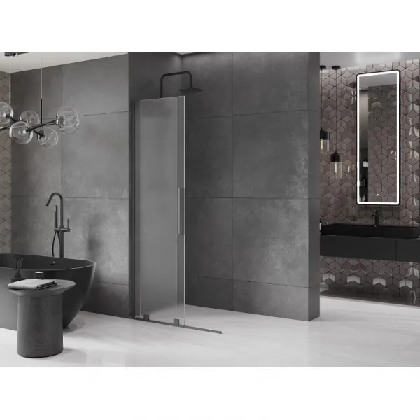 MEXEN/S - Velar L Sprchová zástena posuvná Walk-in 90 x 200, dekor 8 mm, grafit metal 871-090-003-33-95