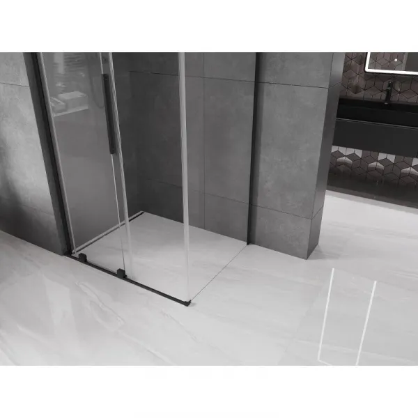 MEXEN/S - Velar L sprchovací kút, posuvné dvere 100 x 80, transparent, čierna 871-100-080-03-70