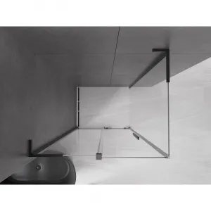 MEXEN/S - Velar L sprchovací kút, posuvné dvere 100 x 85, transparent, čierna 871-100-085-03-70