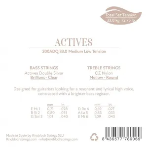 Knobloch ACTIVES Double Silver QZ Nylon Medium-Low Tension 33.0