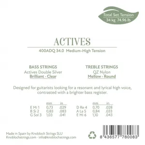 Knobloch ACTIVES Double Silver QZ Nylon Medium-High Tension 34.0