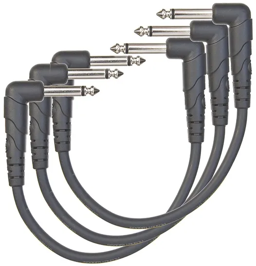 D'Addario PW-CGTP-305 Classic Series Patch Cable, Right-Angle, 3-pack,