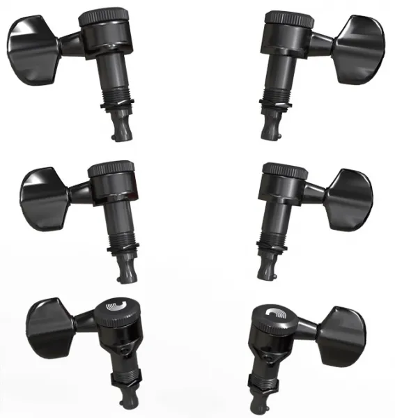 D'Addario PWAT-332L Auto-Trim Locking Tuning Machines, 3 + 3 Setup, Bl