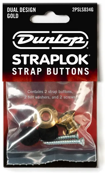 Dunlop Straplok Dual Design Strap Button Set - Gold