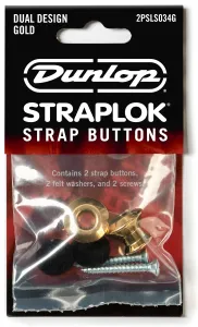 Dunlop Straplok Dual Design Strap Button Set - Gold