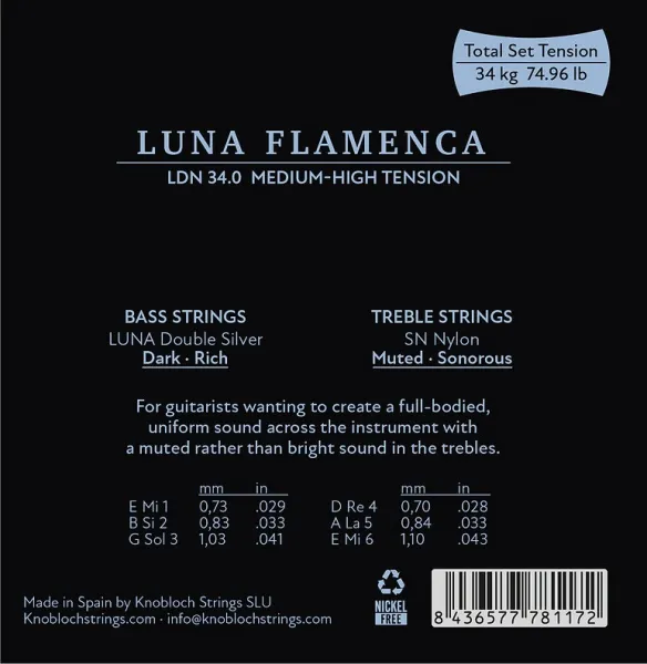 Knobloch LUNA FLAMENCA Double Silver SN Nylon Medium-High Tension 34.0