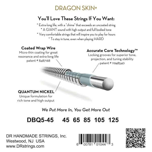 DR Strings Dragon Skin+ DBQ5-45