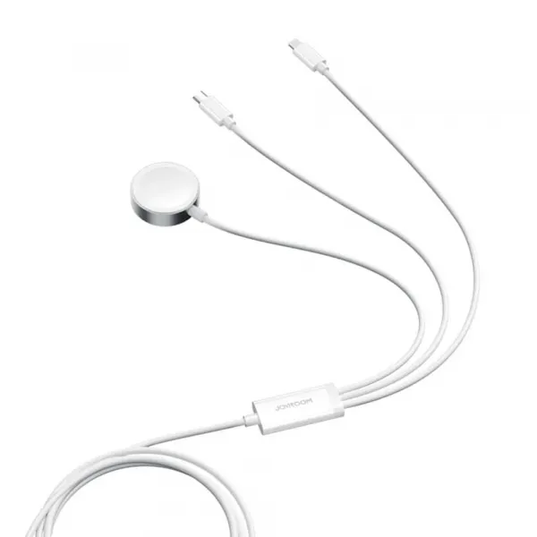 Joyroom S-IW008 Nabíjací kábel 3v1, USB na Apple Watch, USB-C, Lightning, 3,5 W, 1,2 m, biely