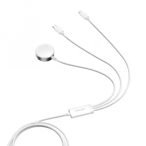 Joyroom S-IW008 Nabíjací kábel 3v1, USB na Apple Watch, USB-C, Lightning, 3,5 W, 1,2 m, biely