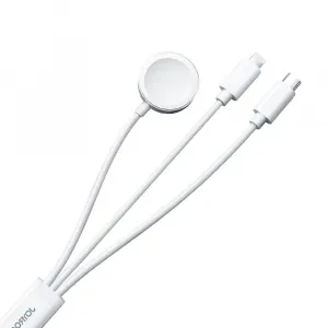 Joyroom S-IW008 Nabíjací kábel 3v1, USB na Apple Watch, USB-C, Lightning, 3,5 W, 1,2 m, biely