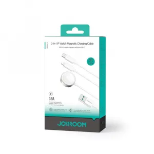 Joyroom S-IW008 Nabíjací kábel 3v1, USB na Apple Watch, USB-C, Lightning, 3,5 W, 1,2 m, biely