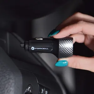 Forcell Carbon Adaptér do auta, USB QC 3.0, 18W, CC50-1A, čierny