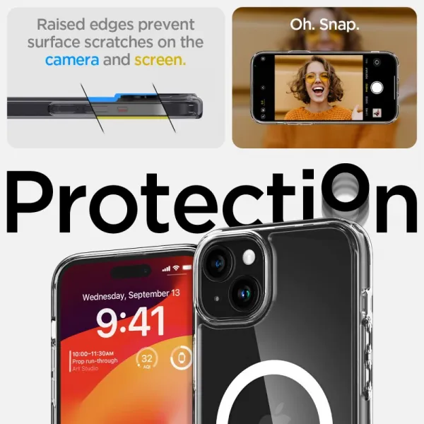 Spigen Ultra Hybrid Mag s MagSafe, iPhone 15 Plus, biely