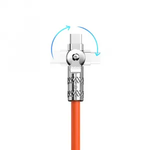 Dudao Angled kábel otočný o 180°, USB-A - Lightning, 30 W, 1 m, oranžový