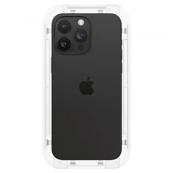 Apple iPhone 15 Pro Max, Ochranná fólia odolná voči nárazom (aj na zakrivenú časť!), tvrdené sklo, Spigen Ez Fit HD, čierna