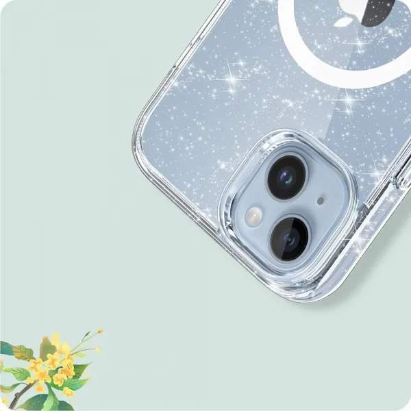 Tech-Protect Flexair Hybrid s MagSafe, iPhone 15, glitter clear
