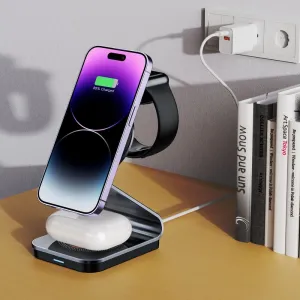 Tech-Protect QI15W-A29 3v1 Magnetická bezdrôtová nabíjačka MagSafe, čierna