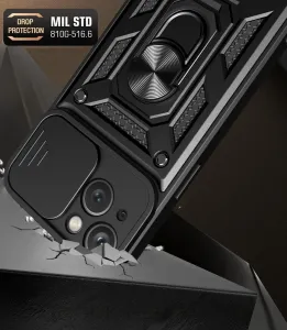 Hybrid Armor Camshield, iPhone 15 Plus, čierne