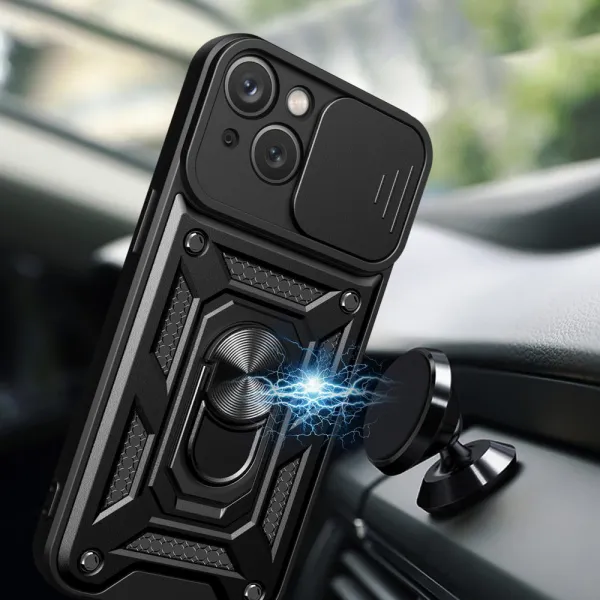 Hybrid Armor Camshield, iPhone 15 Plus, čierne