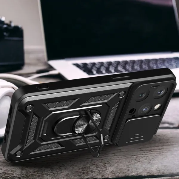 Hybrid Armor Camshield, iPhone 15 Pro Max, čierne