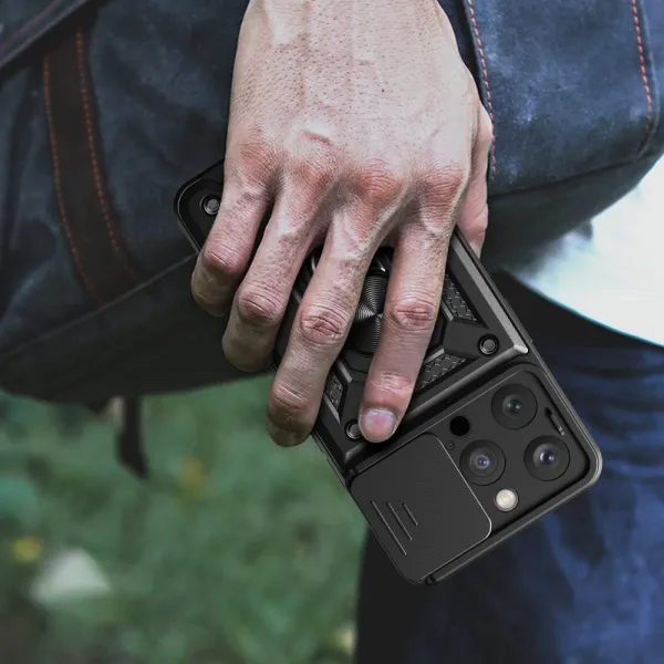 Hybrid Armor Camshield, iPhone 15 Pro Max, čierne