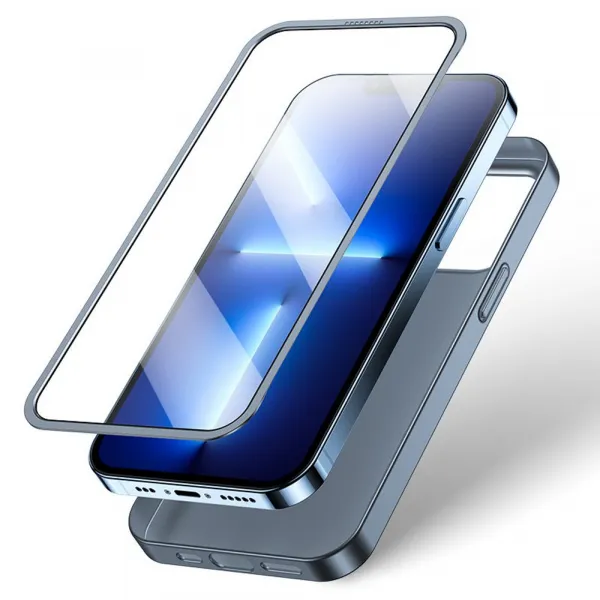 Joyroom 360 Full Case obal + tvrdené sklo, iPhone 13 Pro MAX, sivé